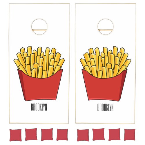 French fries cartoon illustration cornhole set