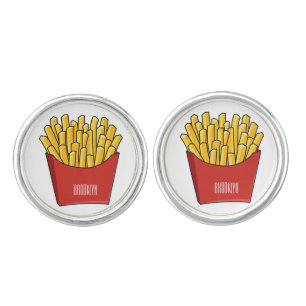 French fries cartoon illustration cufflinks