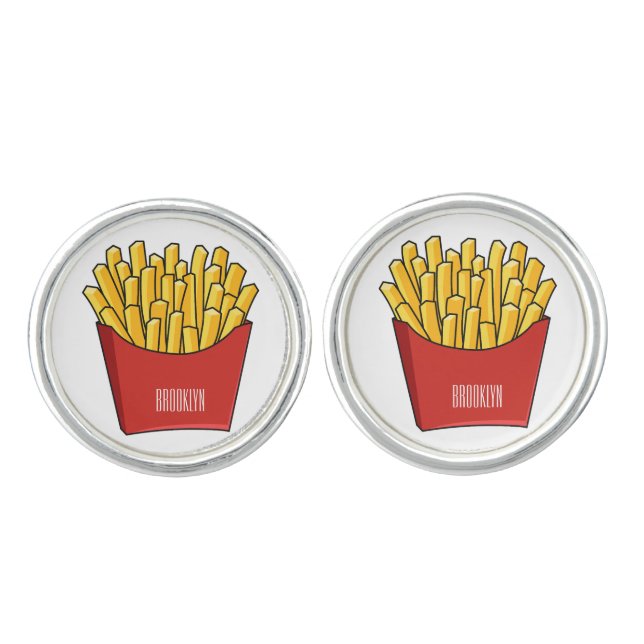 French fries cartoon illustration cufflinks (Front)