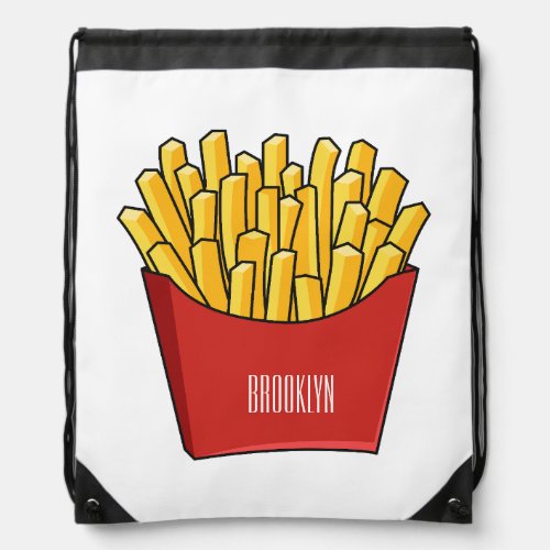 French fries cartoon illustration drawstring bag
