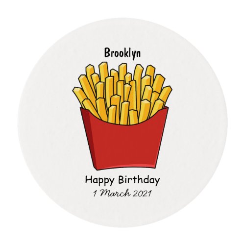 French fries cartoon illustration edible frosting rounds