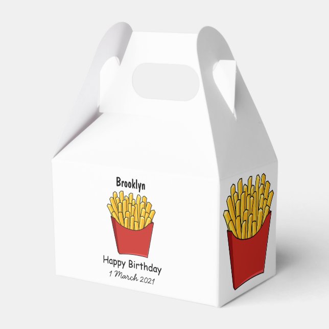 French fries cartoon illustration favor boxes (Front Side)