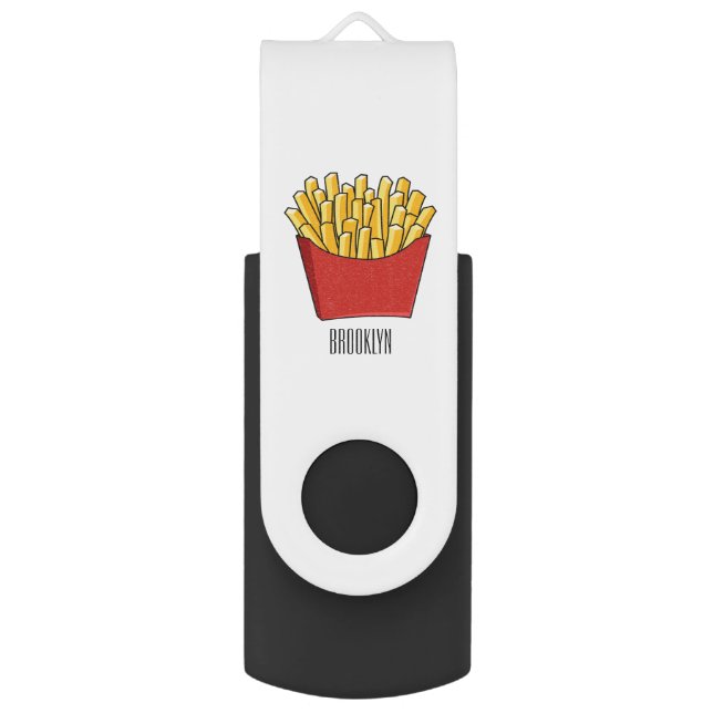 French fries cartoon illustration flash drive (Front Vertical)