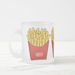 French fries cartoon illustration frosted glass coffee mug