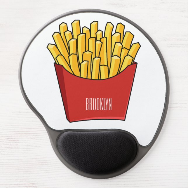 French fries cartoon illustration gel mouse pad (Front)