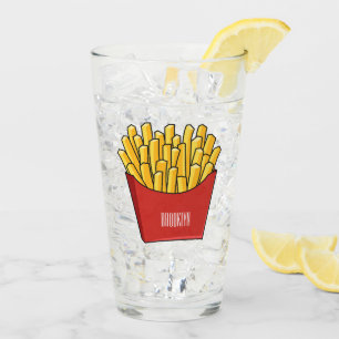 French fries cartoon illustration glass