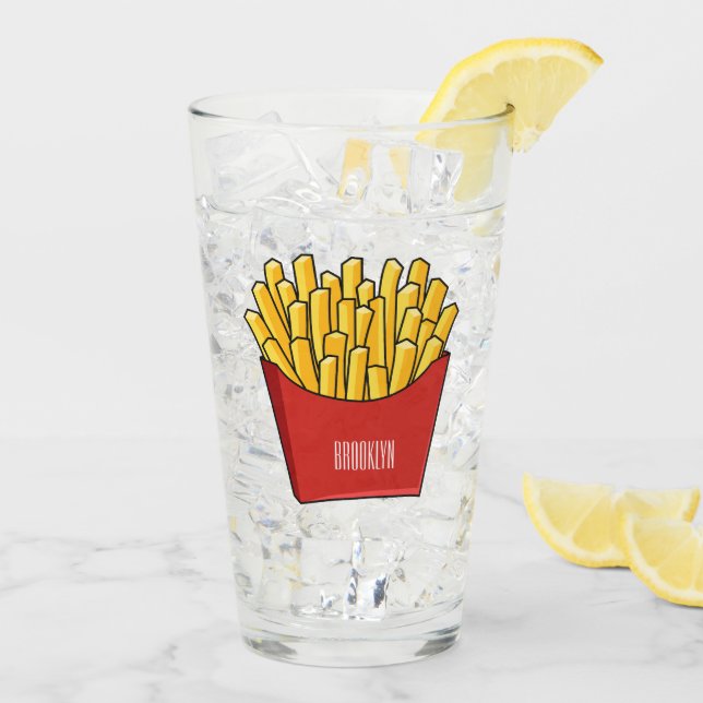 French fries cartoon illustration glass (Back Ice)