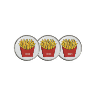 French fries cartoon illustration golf ball marker