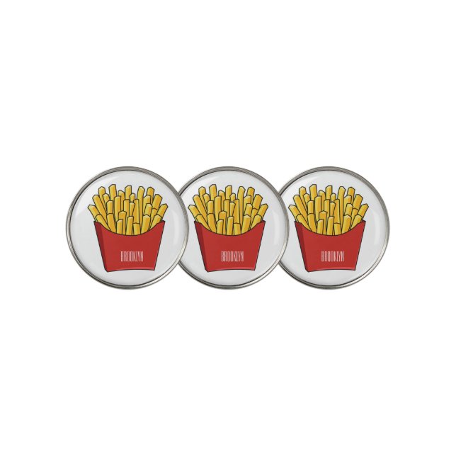 French fries cartoon illustration golf ball marker (3 Up)