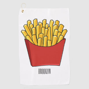 French fries cartoon illustration golf towel