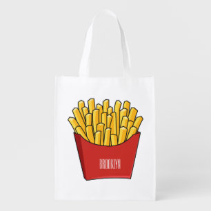 French fries cartoon illustration grocery bag