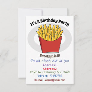 French fries cartoon illustration invitation
