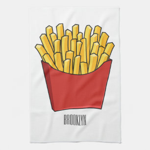 French fries cartoon illustration kitchen towel