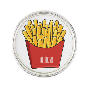 French fries cartoon illustration lapel pin