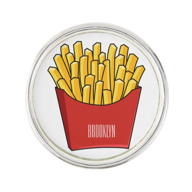 French fries cartoon illustration lapel pin (Front)