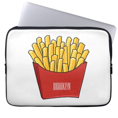 French fries cartoon illustration laptop sleeve