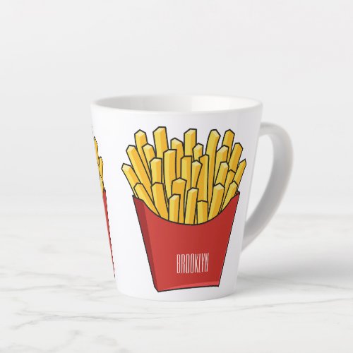 French fries cartoon illustration latte mug