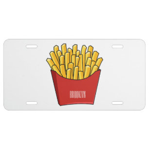 French fries cartoon illustration license plate