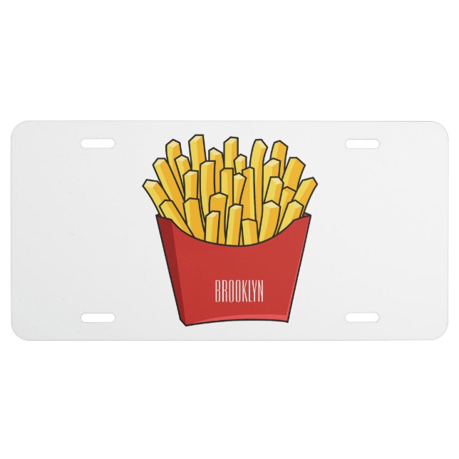 French fries cartoon illustration license plate (Front)