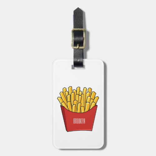 French fries cartoon illustration luggage tag