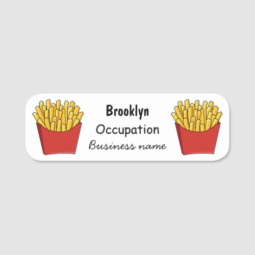 French fries cartoon illustration name tag