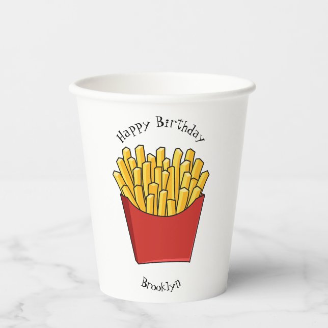 French fries cartoon illustration paper cups (Front)