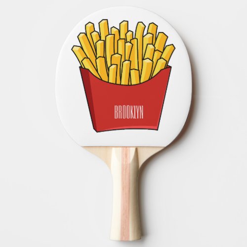 French fries cartoon illustration ping pong paddle