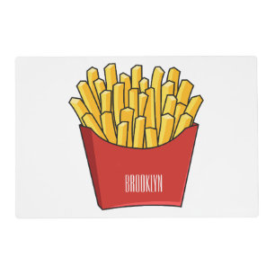 French fries cartoon illustration placemat