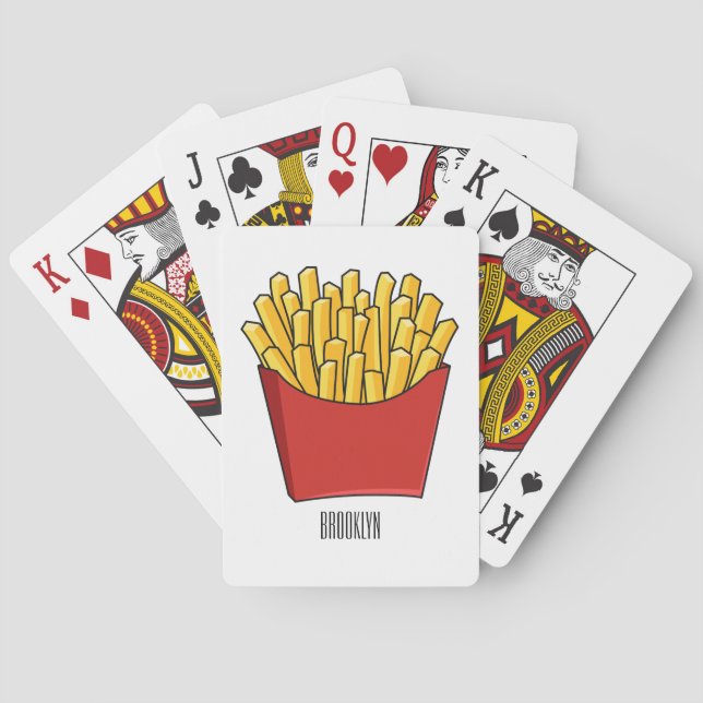 French fries cartoon illustration poker cards (Back)