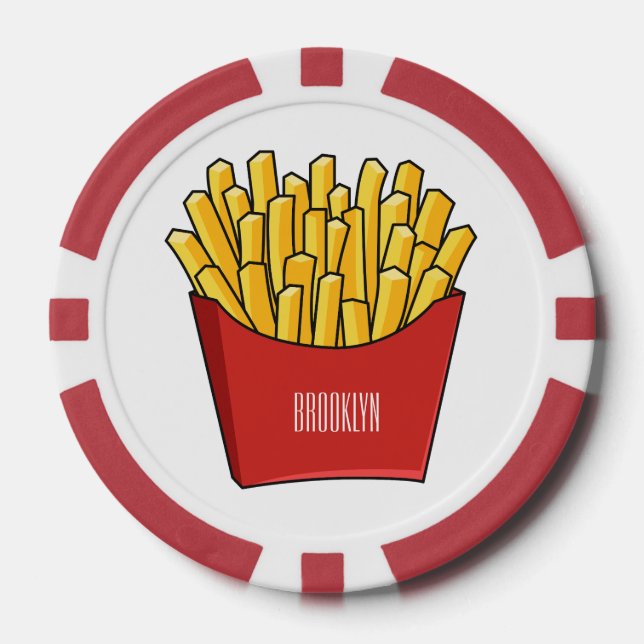 French fries cartoon illustration poker chips (Front)