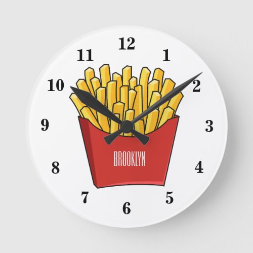 French fries cartoon illustration round clock