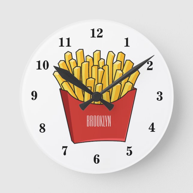 French fries cartoon illustration round clock (Front)