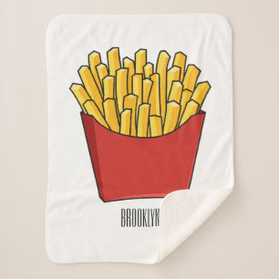 French fries cartoon illustration sherpa blanket