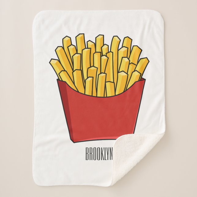 French fries cartoon illustration sherpa blanket (Front)