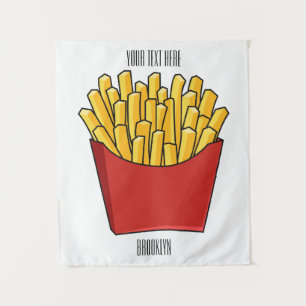 French fries cartoon illustration tapestry
