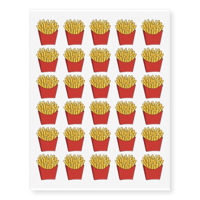 French fries cartoon illustration temporary tattoos (Front)