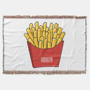 French fries cartoon illustration throw blanket