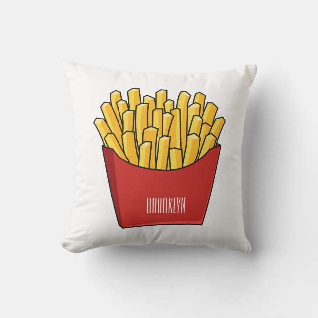 French fries cartoon illustration throw pillow (Front)