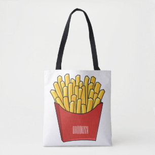 French fries cartoon illustration tote bag