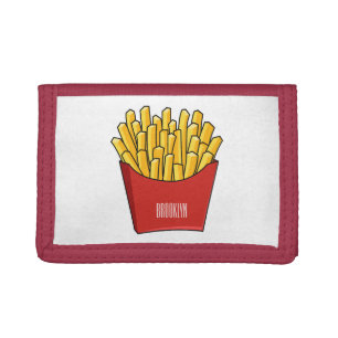 French fries cartoon illustration trifold wallet