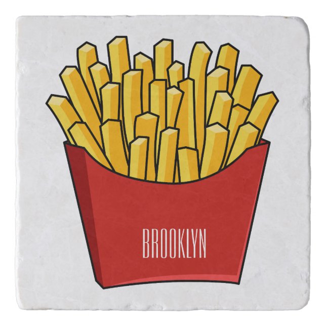 French fries cartoon illustration trivet (Front)