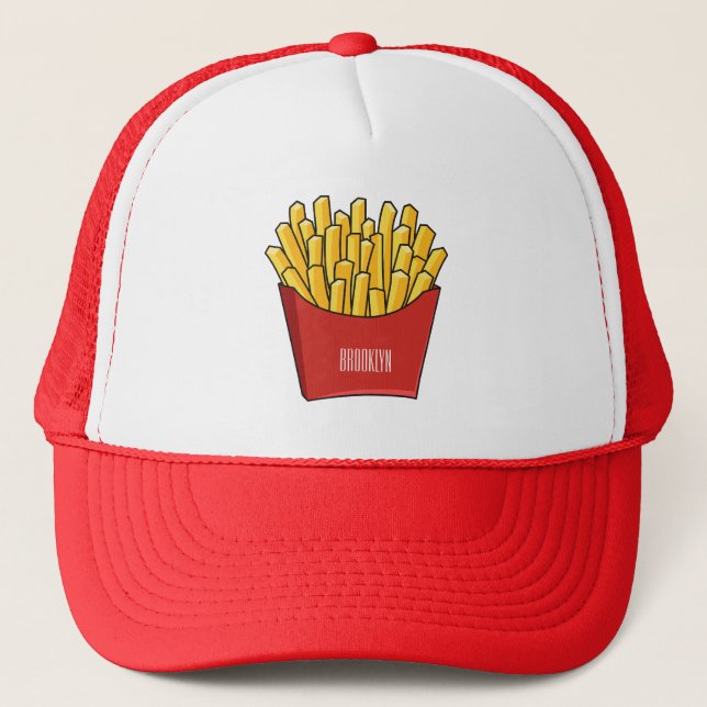 French fries cartoon illustration trucker hat (Front)