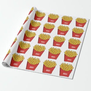 French fries cartoon illustration wrapping paper