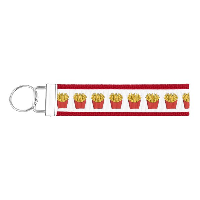 French fries cartoon illustration wrist keychain (Keys on Left)