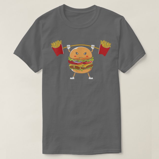 French Fries Cheese Burger Food Graphic Kawaii Ani T-Shirt (Design Front)