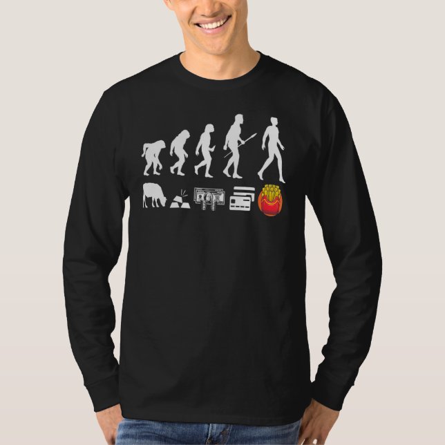 French Fries Evolution Fryer Fast Food Barbecue T-Shirt (Front)