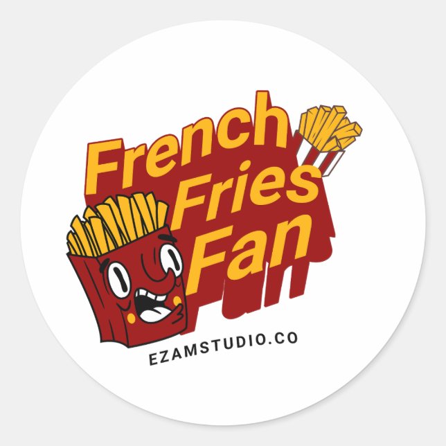 "French Fries Fan - Fun and Playful Design" Classic Round Sticker (Front)