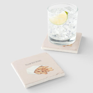 French Fries Follow Your Dreams Stone Coaster