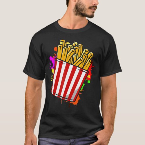 French Fries French Fries  Fast Food Fry Red White T_Shirt