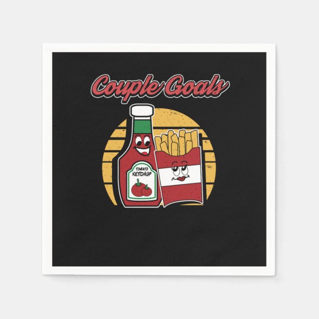 French Fries Funny Potato Puns Wedding Bride Groom Napkins (Front)